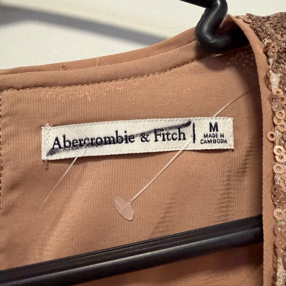 Women's Abercrombie & Fitch M Gold Bronze Sequin Puff Sleeve Blouse New NWOT - Picture 11 of 16